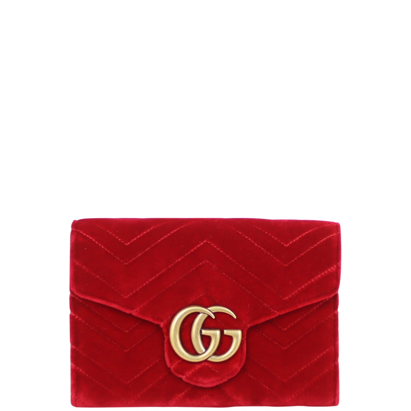 Gucci GG Marmont Matelasse Velvet Chain Wallet Front