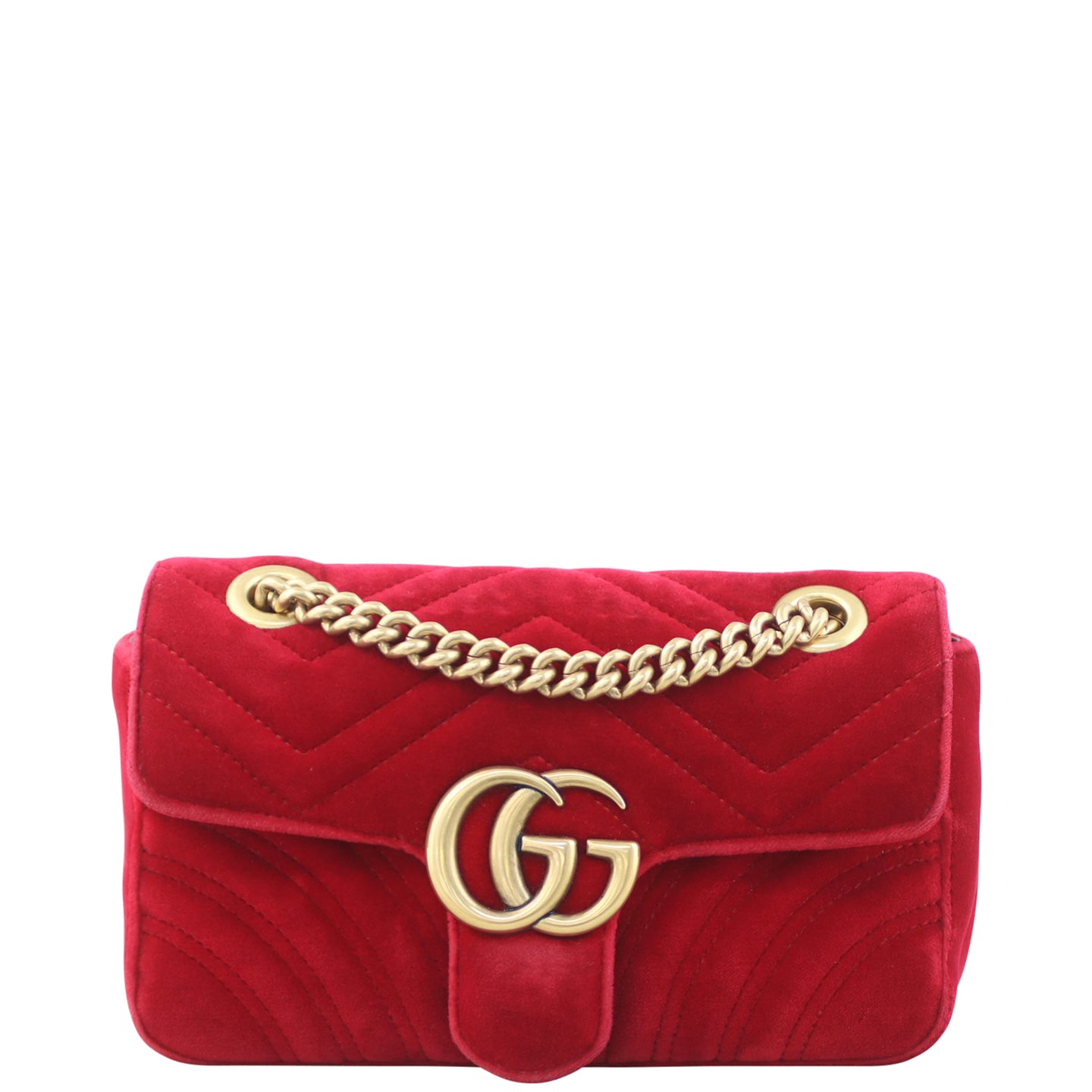 Gucci GG Marmont Velvet Mini Shoulder Bag Front