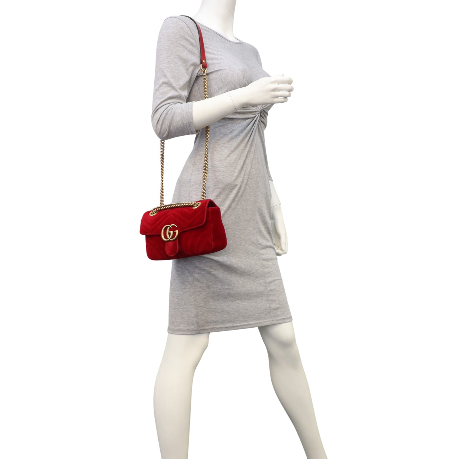 Gucci GG Marmont Velvet Mini Shoulder Bag Mannequin