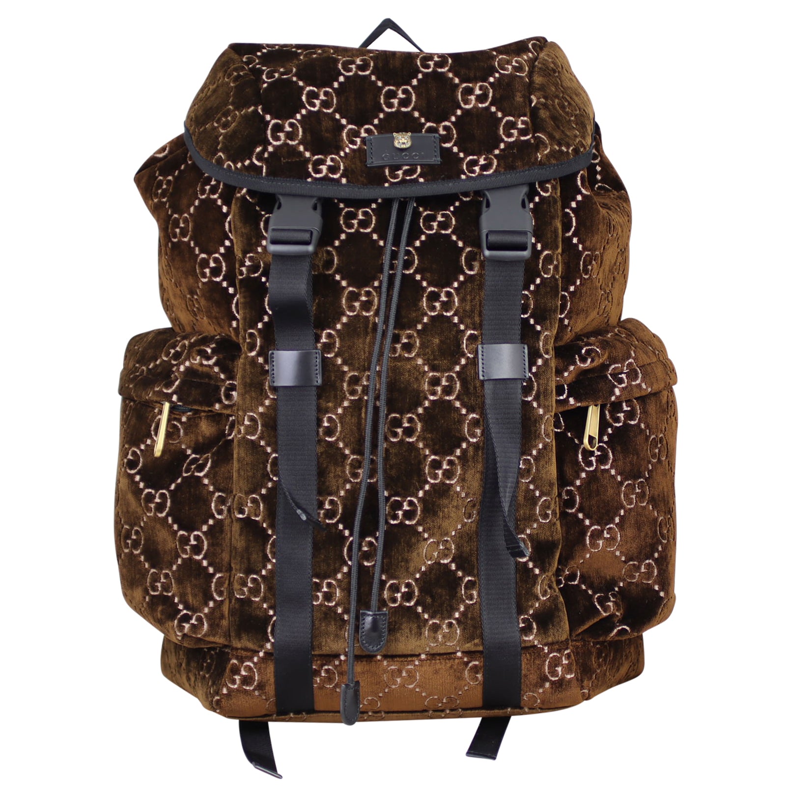Gucci GG Medium Velvet Backpack Front