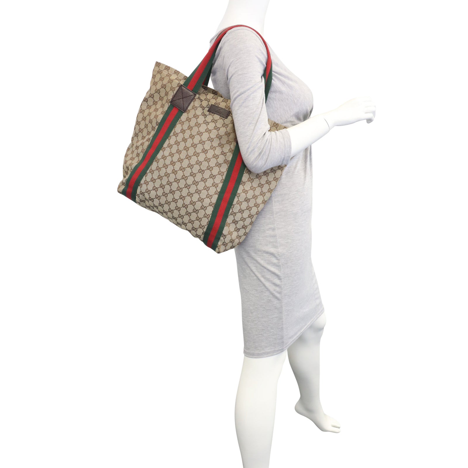 Gucci GG Web Sherry Line Tote mannequin