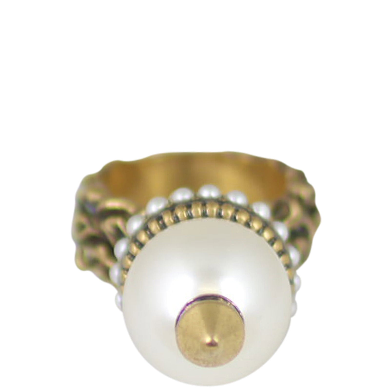 Gucci Glass Pearl Spike Ring Front