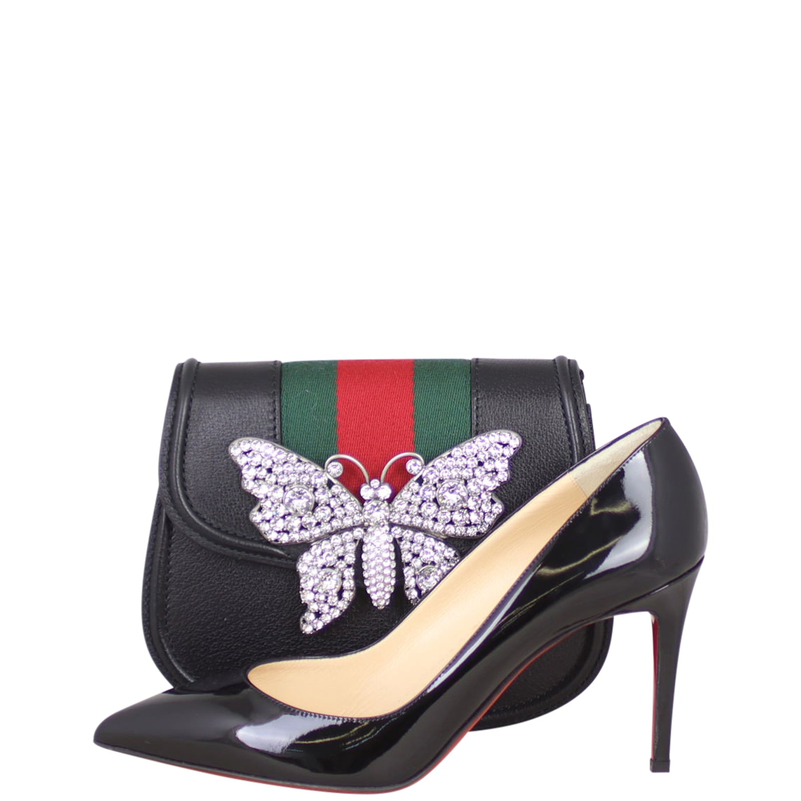 Gucci Small Linea Crystal Butterfly Shoulder Bag Shoe