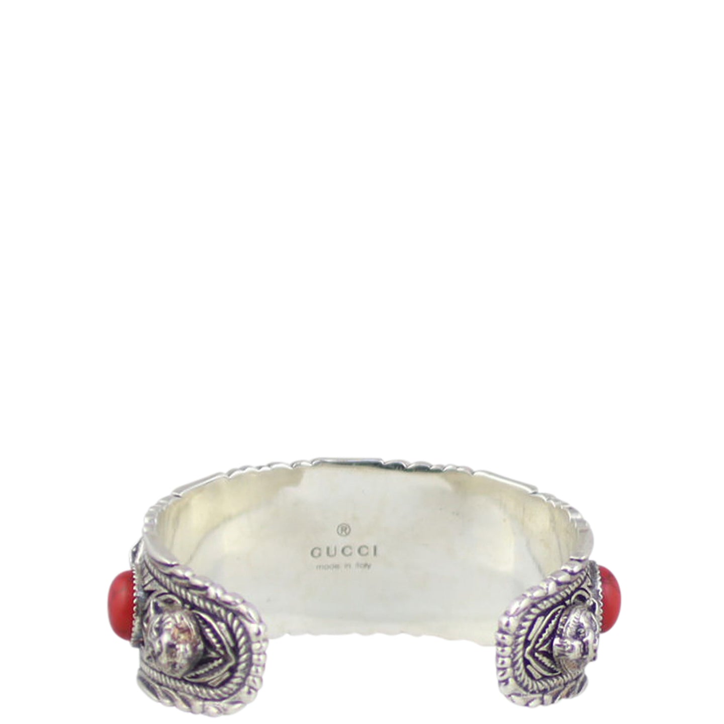 Gucci Sterling Silver Feline Head Cuff Bracelet Back