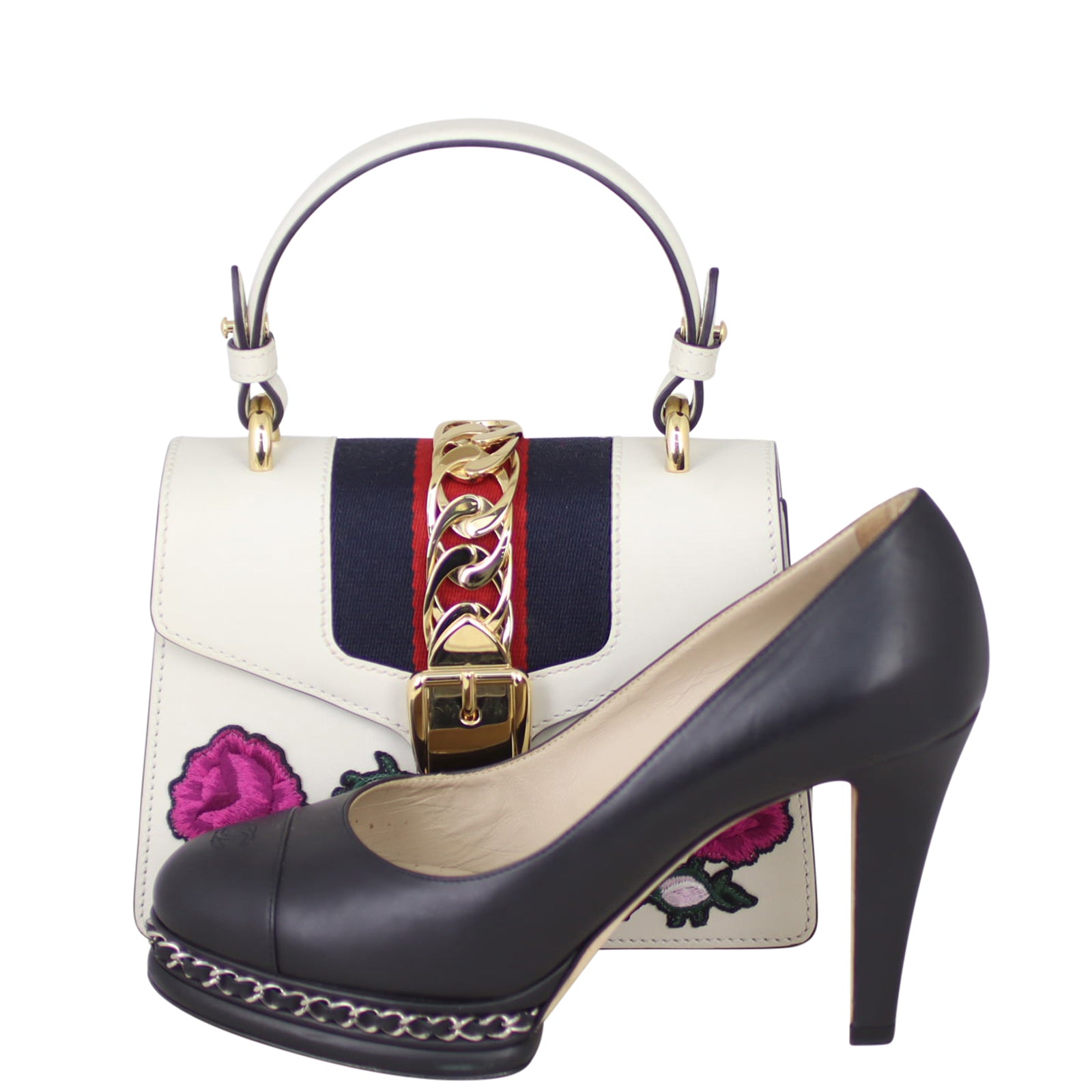 Gucci Sylvie Embroidered Top Handle Mini Bag Shoe