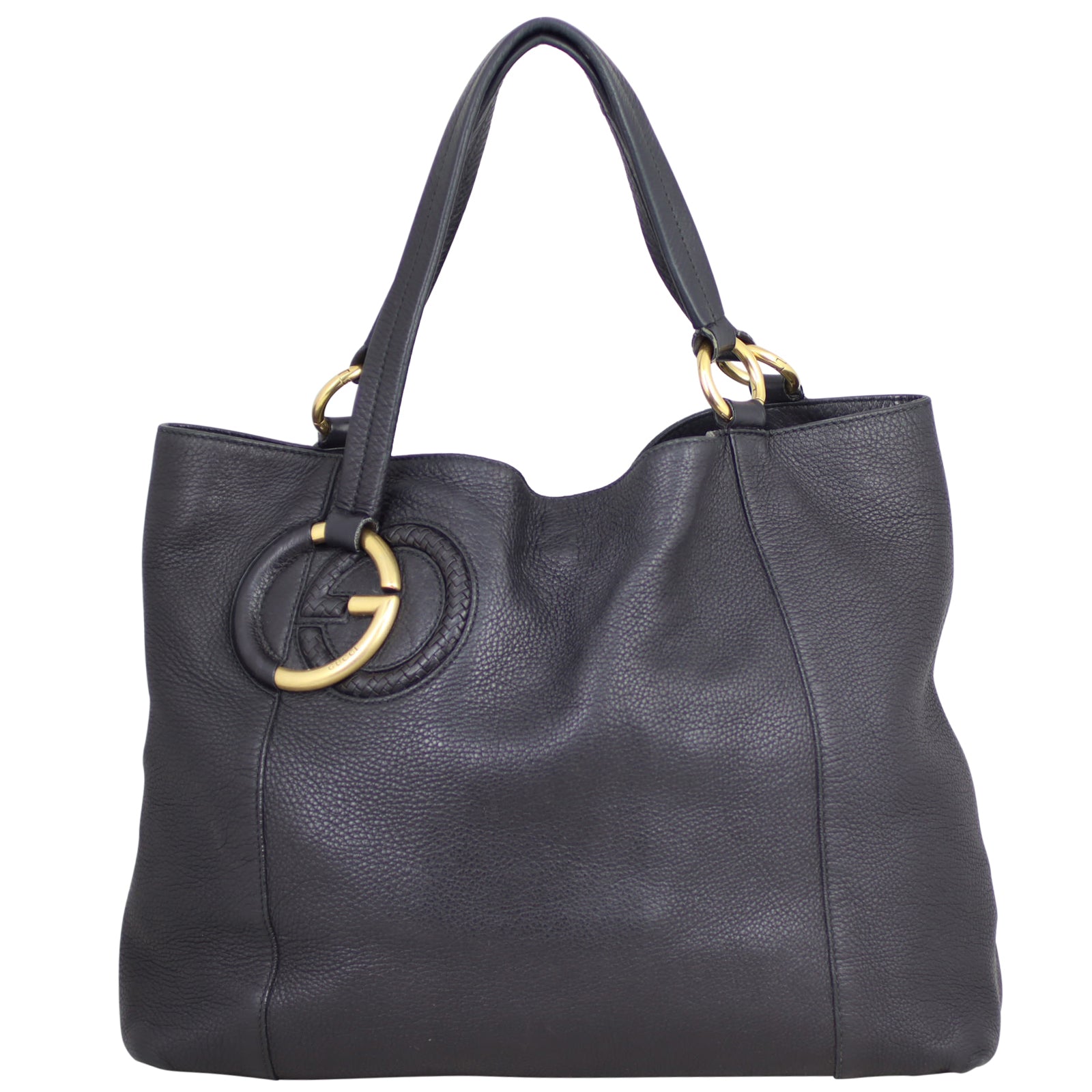 Gucci Twill Plait G Leather Hobo Front