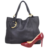 Gucci Twill Plait G Leather Hobo Shoe