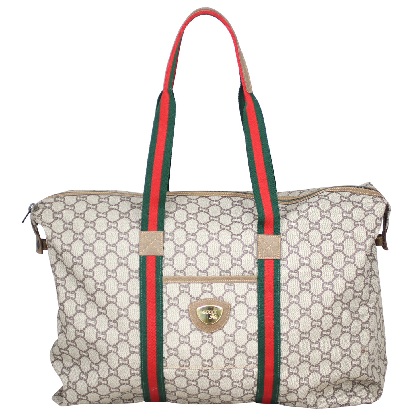 Gucci Vintage GG Plus Web Travel Tote Front