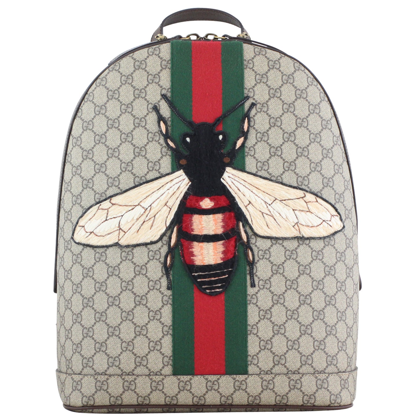 Gucci Web Animalier Backpack with Bee Front