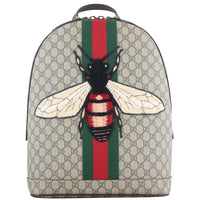 Gucci Web Animalier Backpack with Bee Front