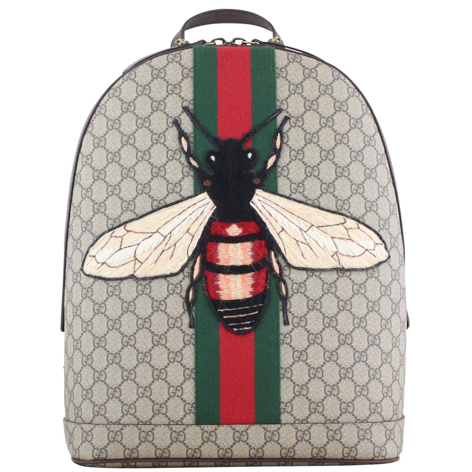 Gucci Web Animalier Backpack with Bee Front