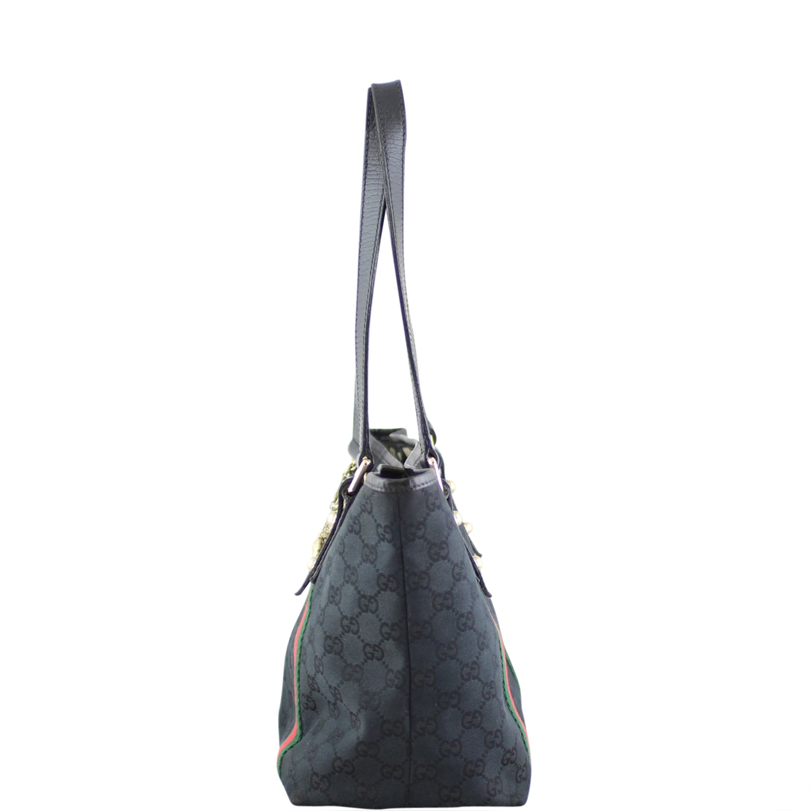 Gucci GG Web Sherry Line Shoulder Tote Left