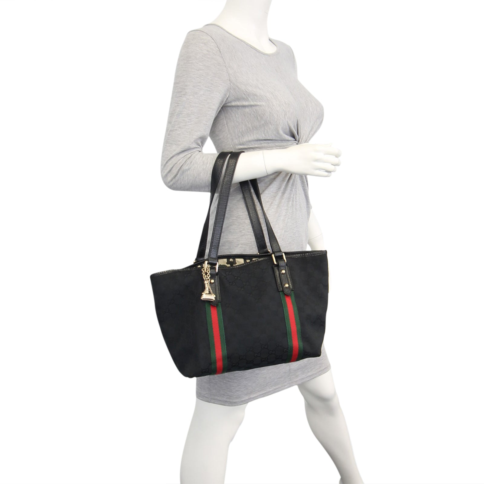 Gucci GG Web Sherry Line Shoulder Tote Mannequin