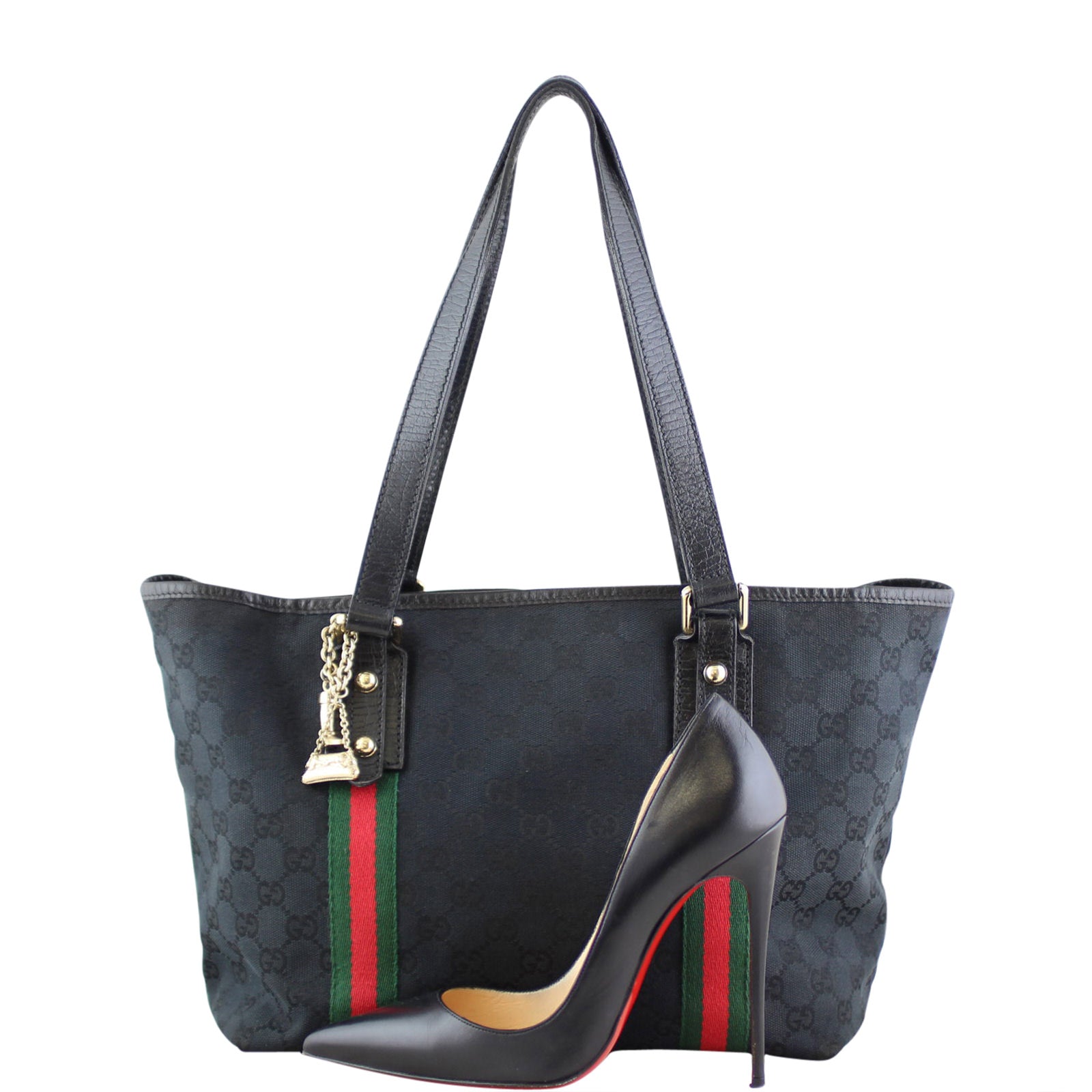 Gucci GG Web Sherry Line Shoulder Tote Scale