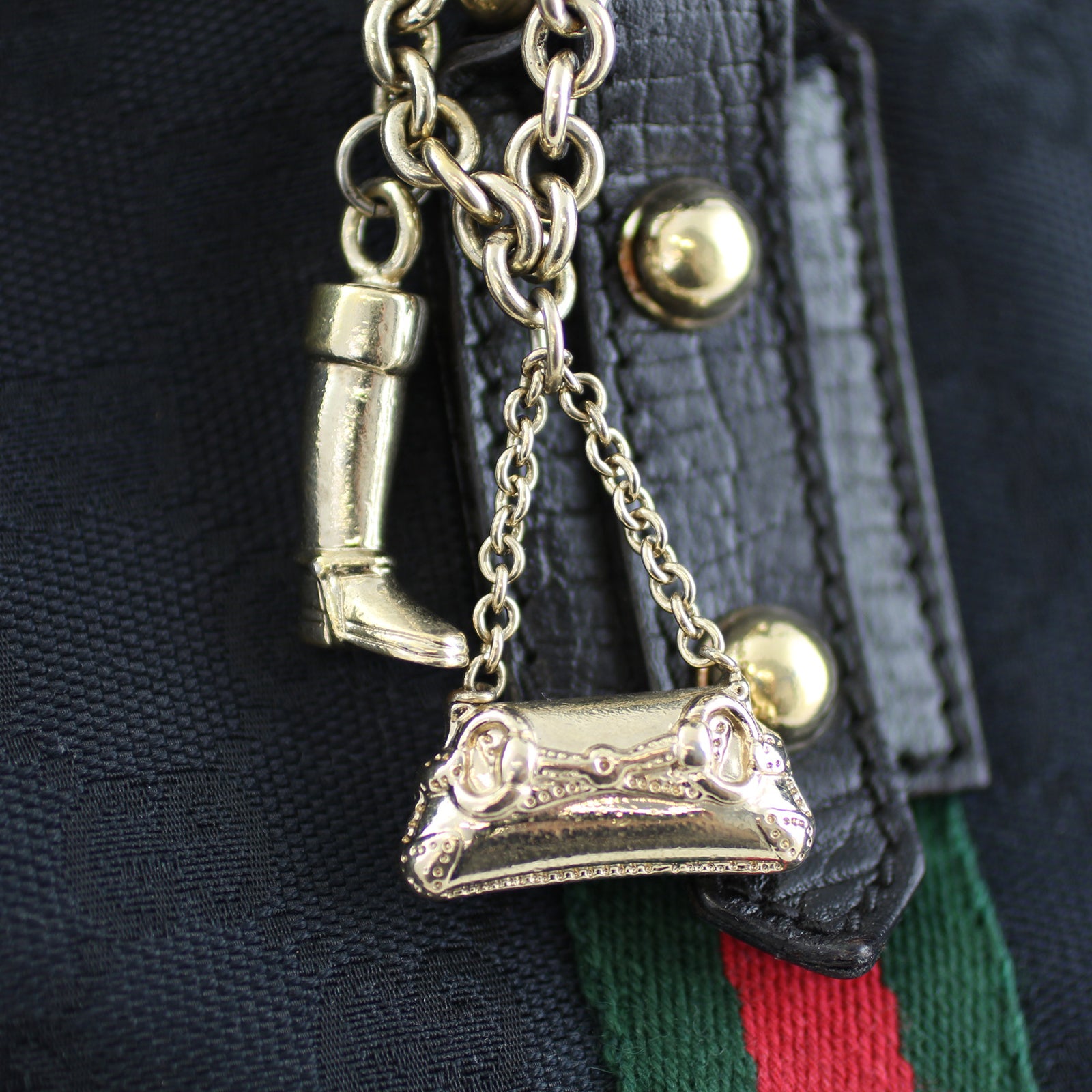 Gucci GG Web Sherry Line Shoulder Tote Trinket