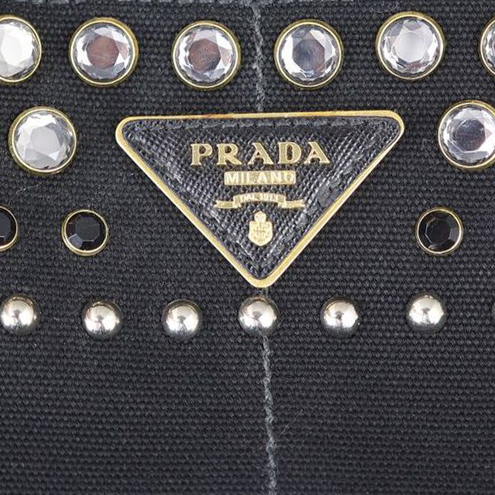 Prada Studded Canapa Tote Hardware