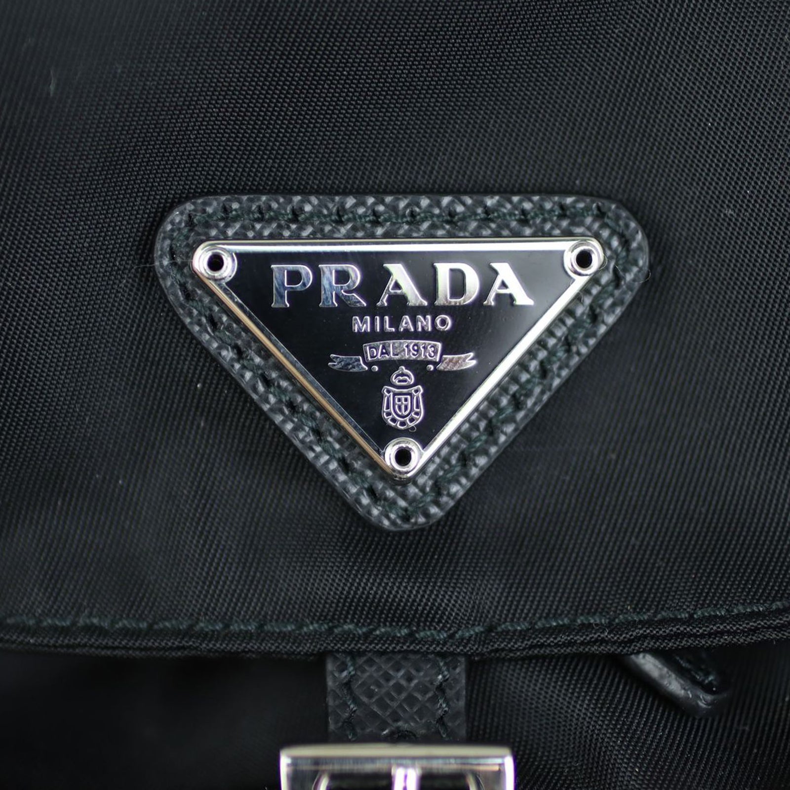 Prada Mini Tessuto Drawstring Convertible Backpack Hardware