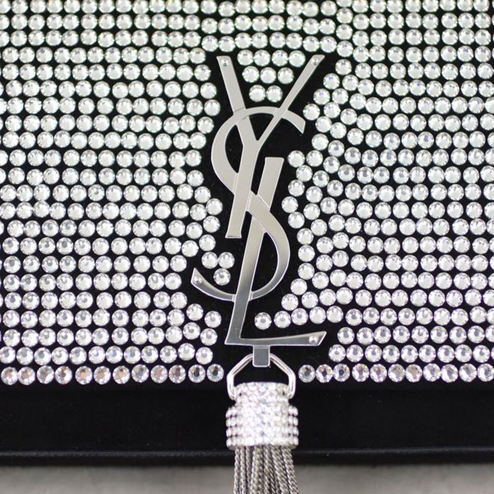 Saint Laurent Crystal Monogram Kate Clutch Hardware