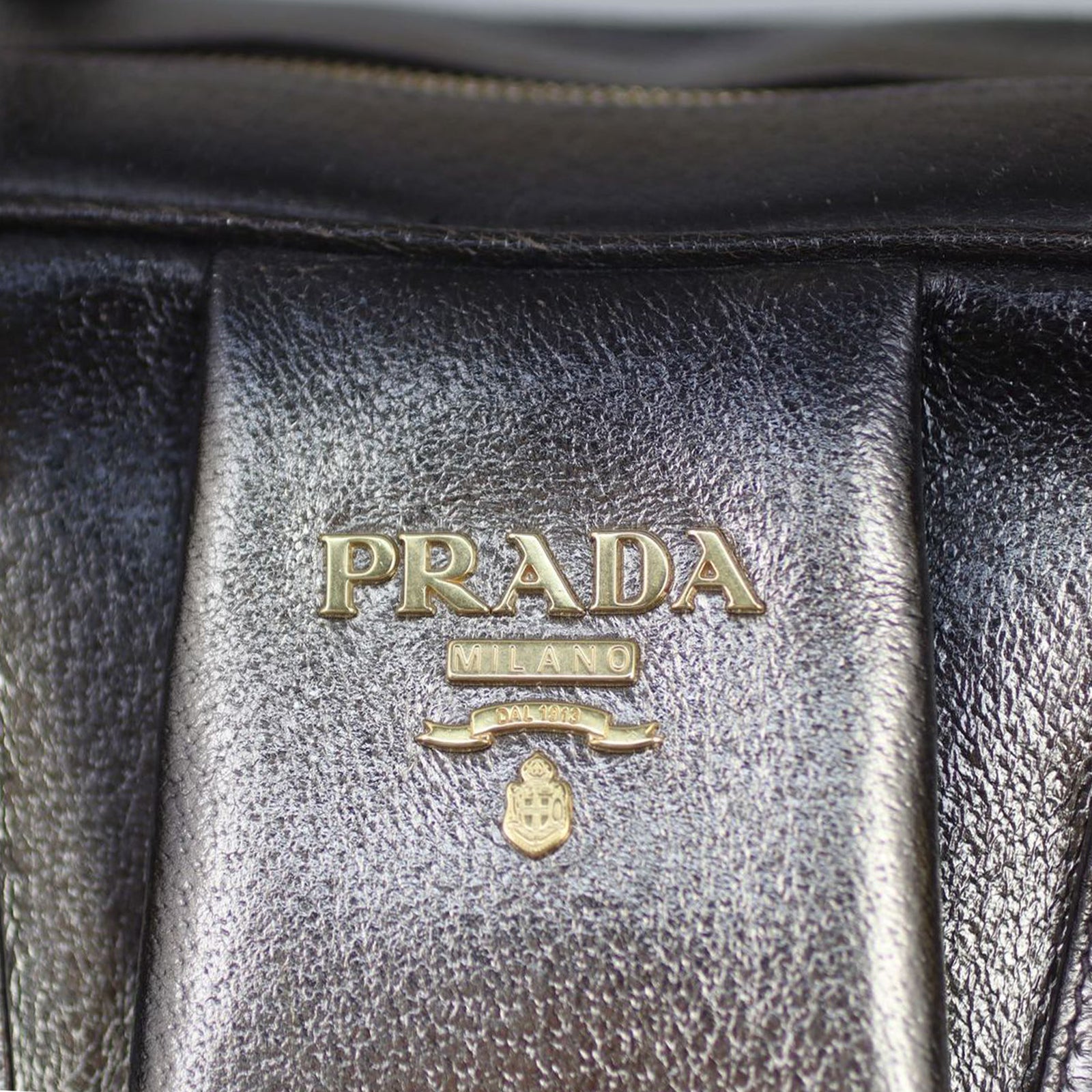 Prada Vitello Daino Antik Metallic Bowler Hardware