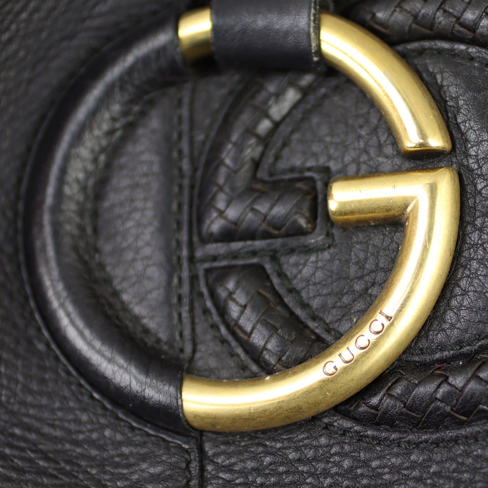 Gucci Twill Plait G Leather Hobo Hardware