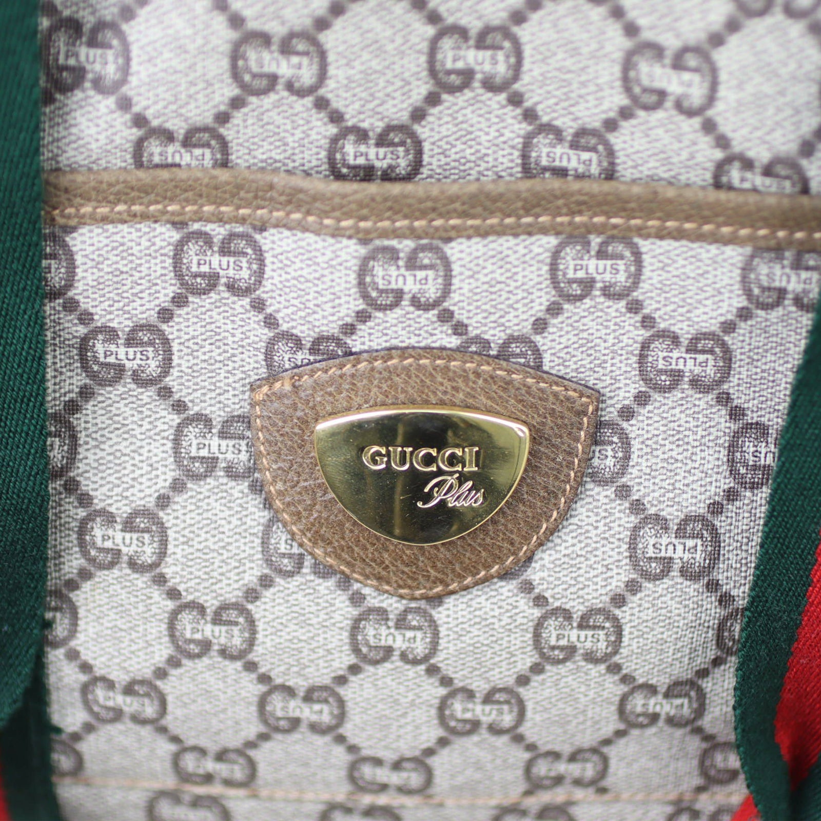Gucci Vintage GG Plus Web Travel Tote Hardware