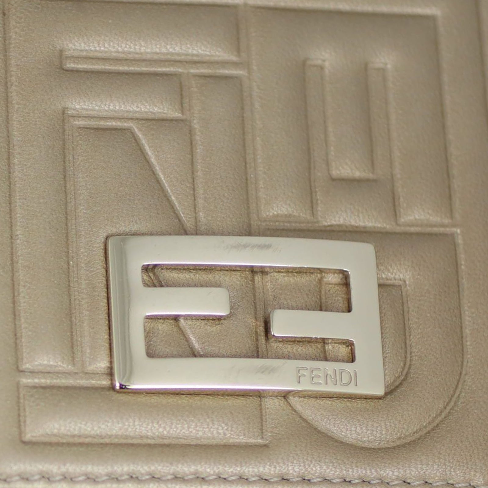 Fendi Embossed Leather Wallet on Chain Hardware