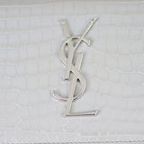 Saint Laurent Monogram Croc Embossed Flap Large Wallet Hardware