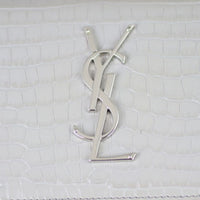 Saint Laurent Monogram Croc Embossed Flap Large Wallet Hardware