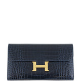 Hermes Constance Verso Long Wallet Alligator Front