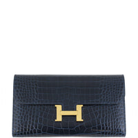 Hermes Constance Verso Long Wallet Alligator Front