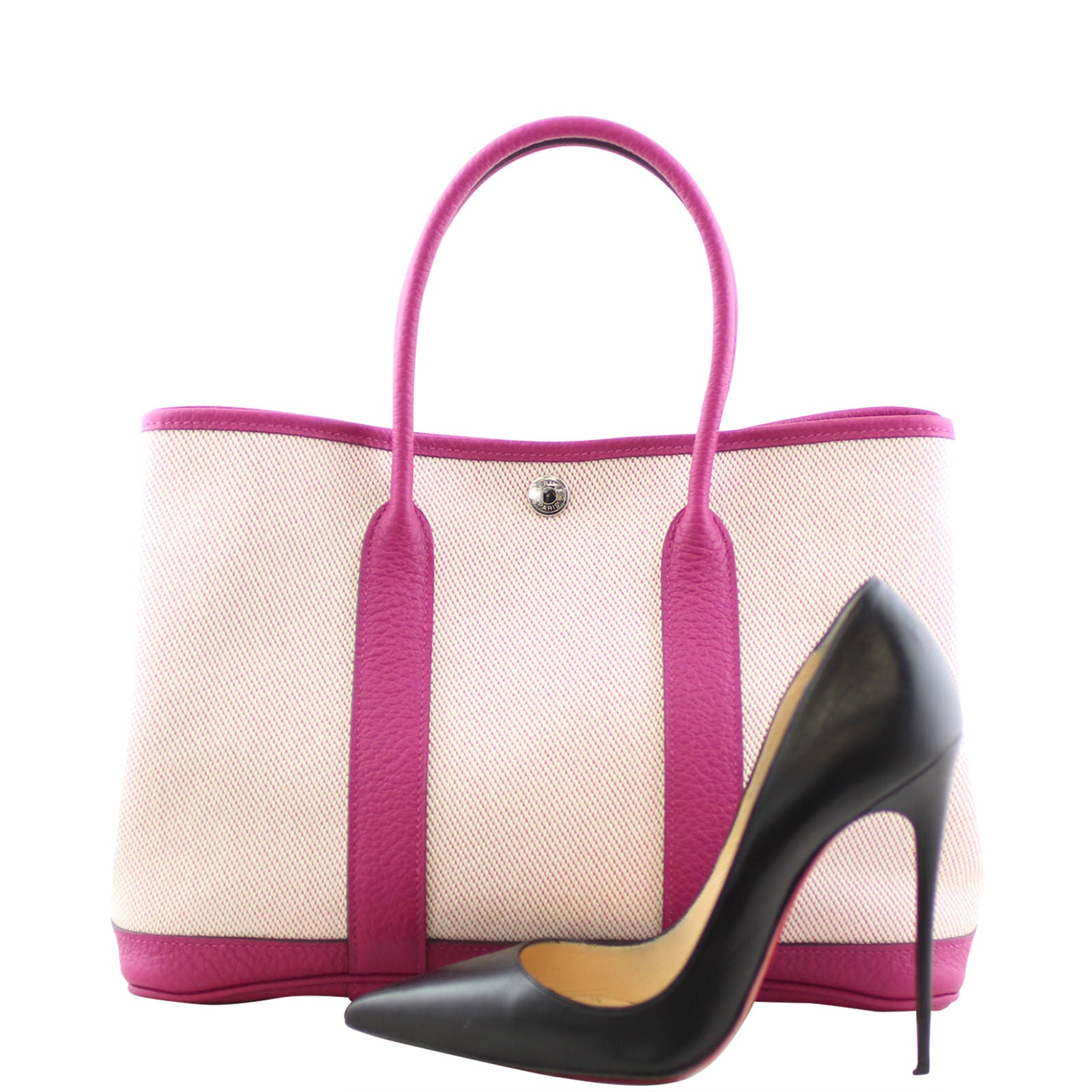 Hermes Garden Party 30 Toile Military Shoe