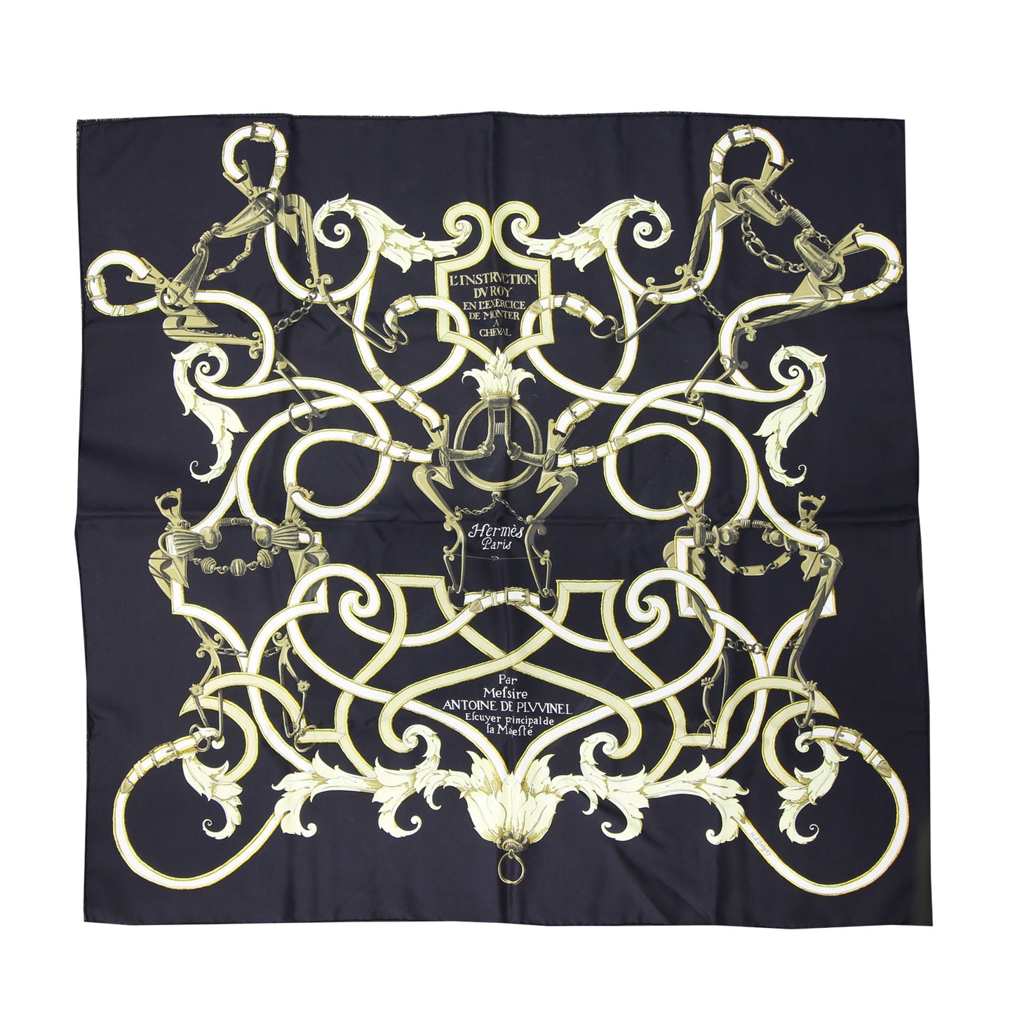 Hermes L'Instruction Du Roy Silk Scarf 90 Front