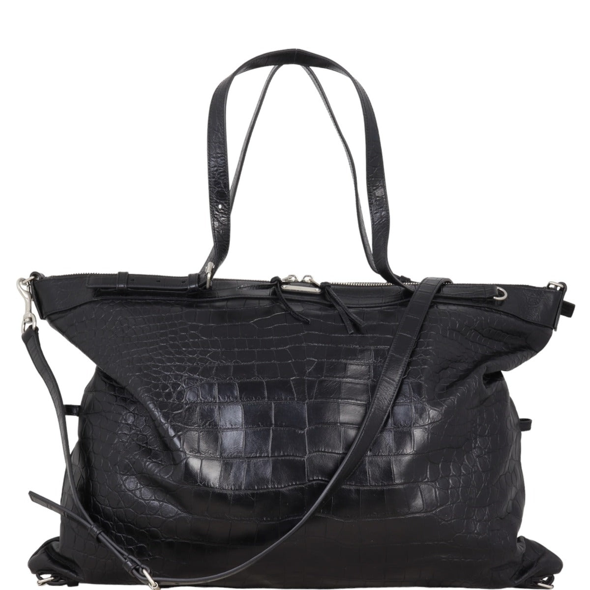 Saint Laurent Military ID Tote Large Croc-Embossed