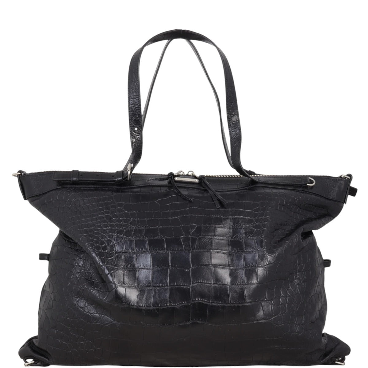 Saint Laurent Military ID Tote Large Croc-Embossed