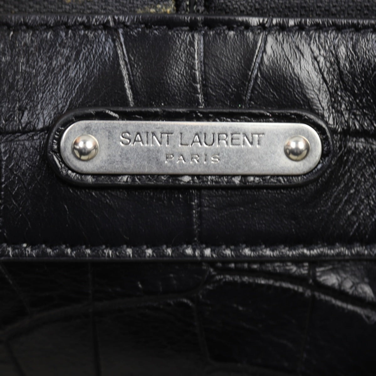 Saint Laurent Military ID Tote Large Croc-Embossed