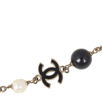 Chanel CC Beaded Long Necklace | Black Enamel