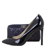 Chanel Boy Long Zipped Wallet | Navy Blue