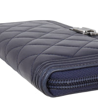 Chanel Boy Long Zipped Wallet | Navy Blue