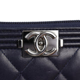 Chanel Boy Long Zipped Wallet | Navy Blue