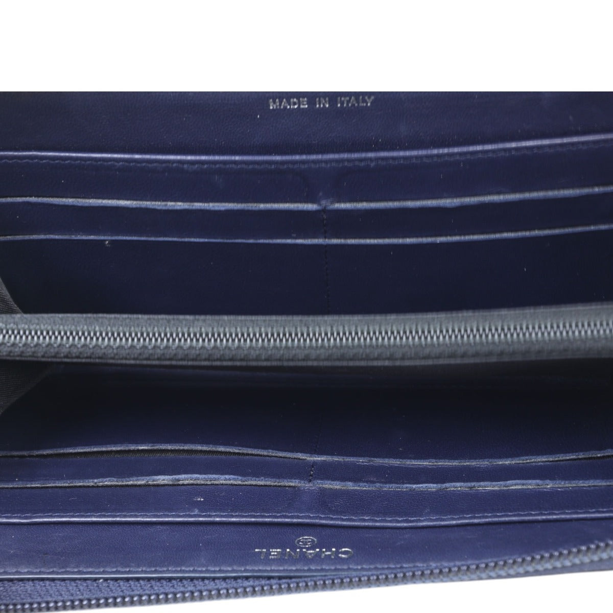 Chanel Boy Long Zipped Wallet | Navy Blue