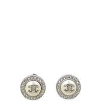 Chanel Crystal CC Button Earrings