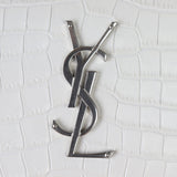 Saint Laurent Sunset Medium Croc-Embossed Hardware