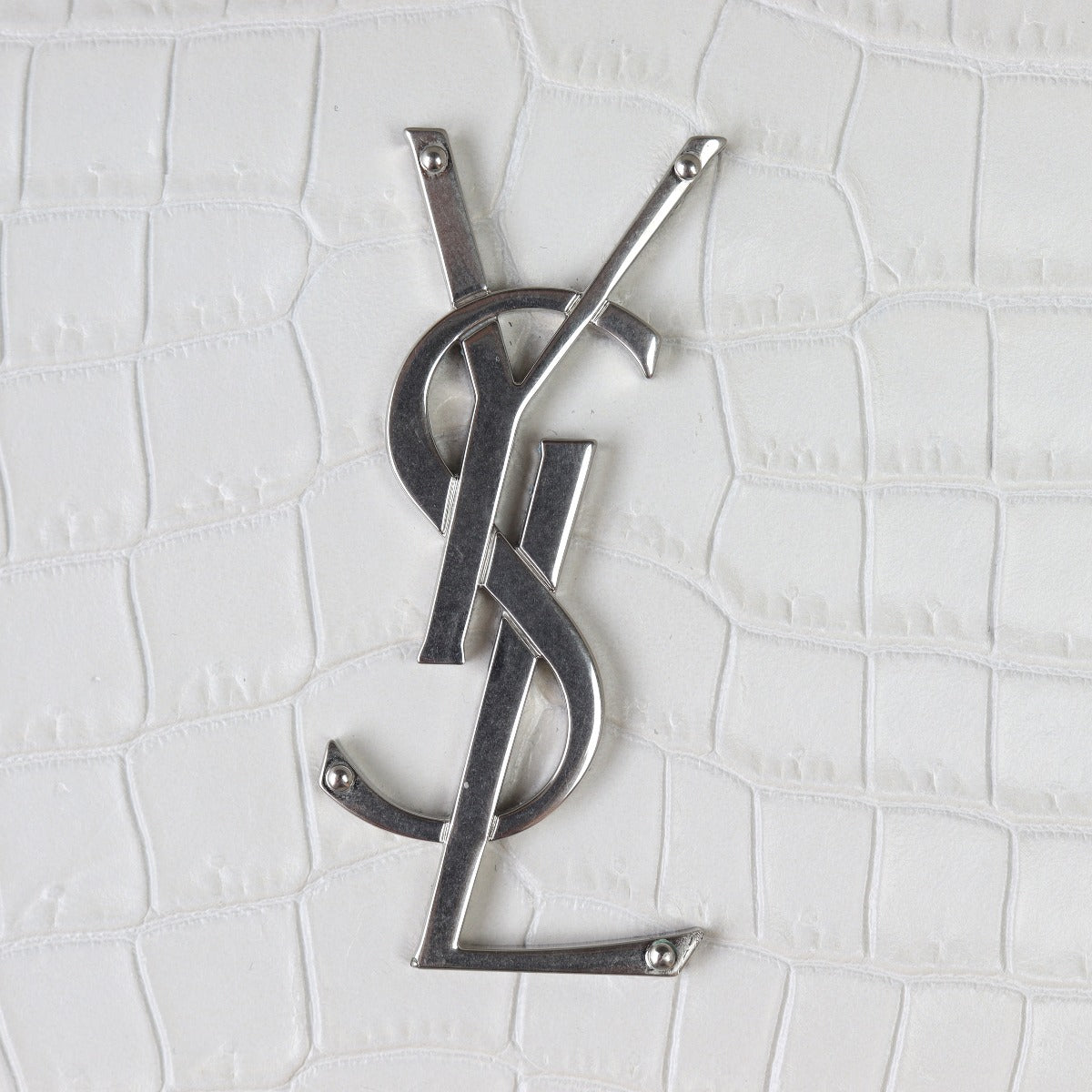 Saint Laurent Sunset Medium Croc-Embossed Hardware