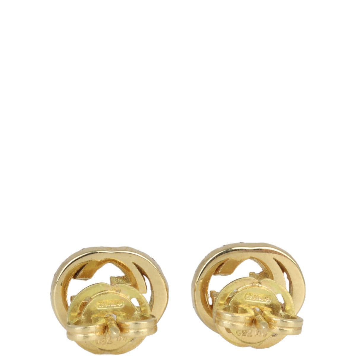 Gucci Interlocking G 18k Yellow Gold Diamond Stud Earrings