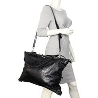 Saint Laurent Military ID Tote Large Croc-Embossed