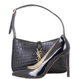 Saint Laurent Le 5 A 7 Hobo Croc-Embossed