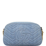 Gucci Pearl GG Marmont Denim Small Shoulder Bag