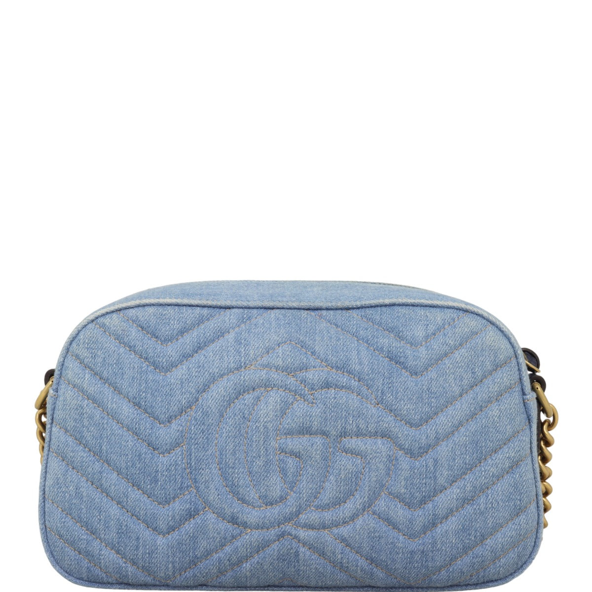 Gucci Pearl GG Marmont Denim Small Shoulder Bag