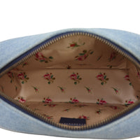 Gucci Pearl GG Marmont Denim Small Shoulder Bag