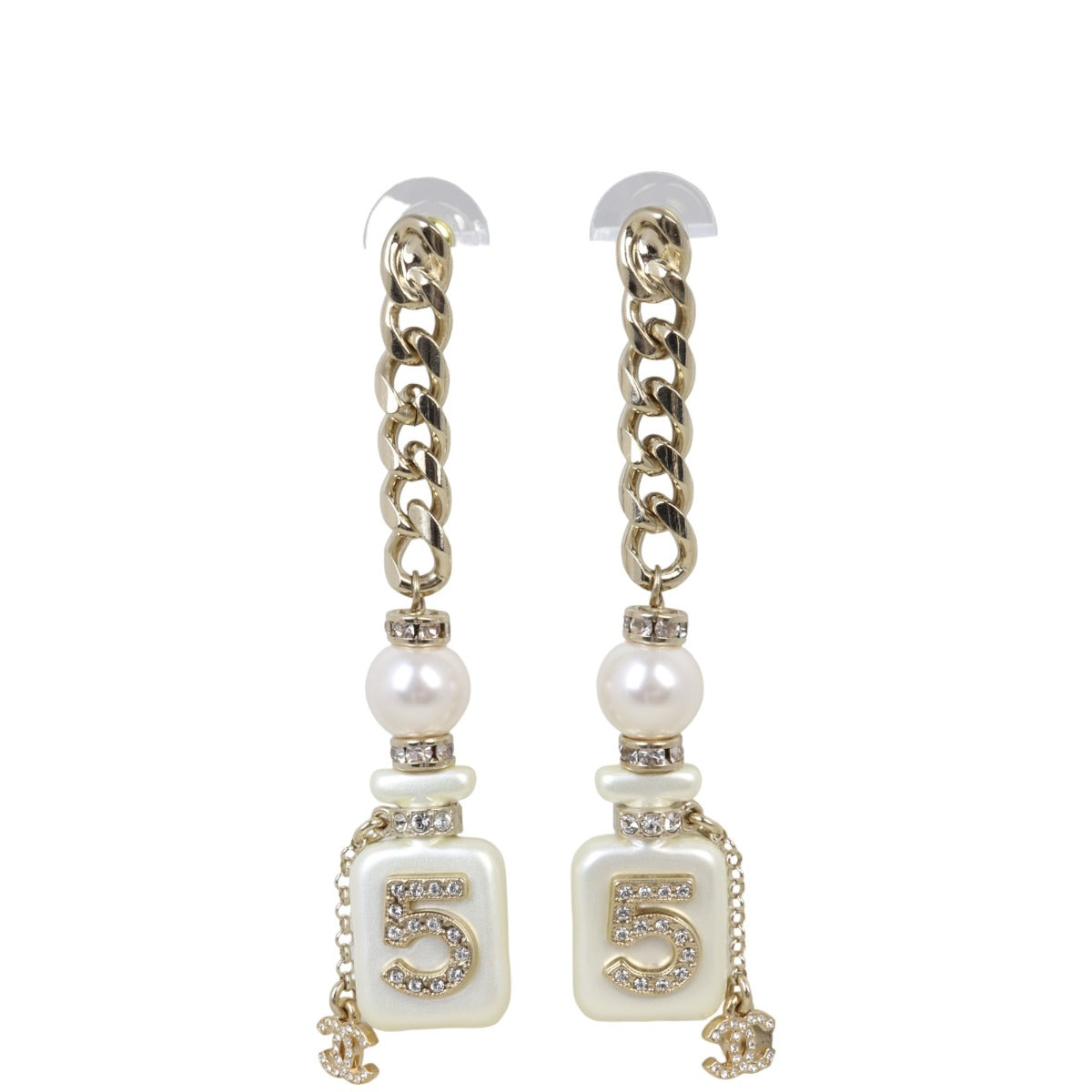 Chanel No.5 Crystal Perfume Bottle Drop Earrings